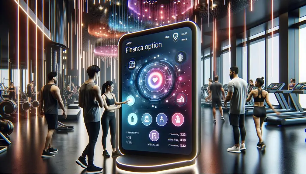 Gym Equipment Financing stlized thumbnail features a large touchscreen inside a gym