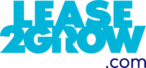 lease2grow logo light blue with dark blue dot com